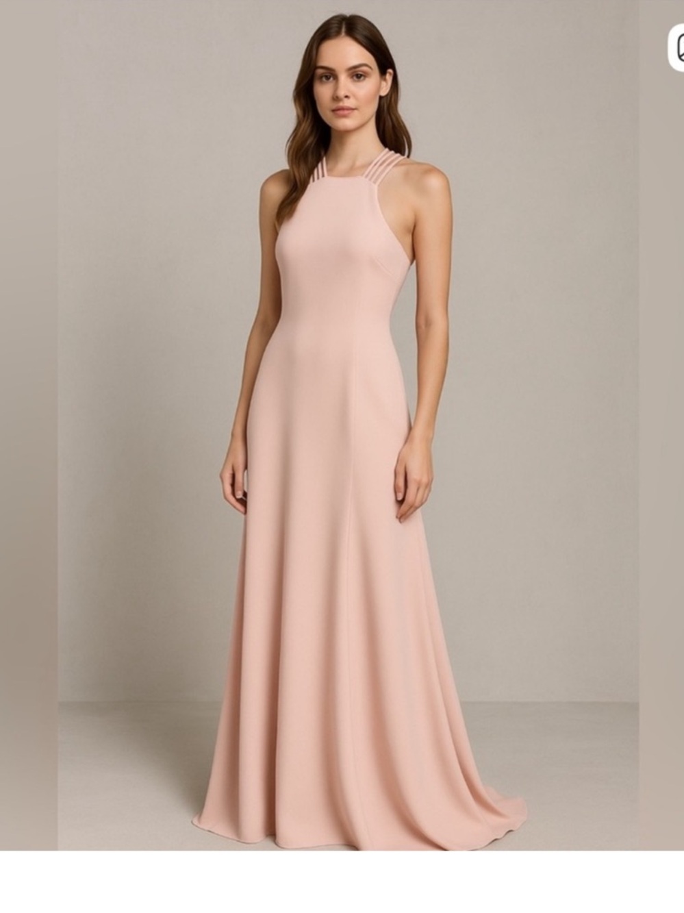 Elegant Soft Blush Pink Strappy Maxi Dress